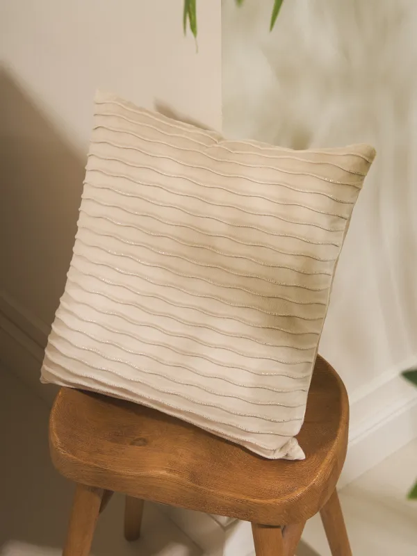 Decorative pillow, 43x43 cm, velvet, milky silver, Waves, Abstract, image-3