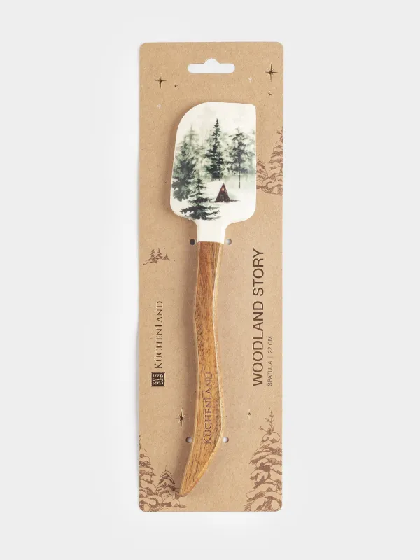 Spatula, 22 cm, silicone/wood, milky, Christmas tree, Christmas traditions, image-3