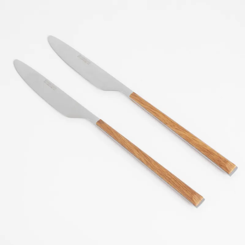 Table knife, 2 pcs, steel/plastic, brown, Prague, image-0