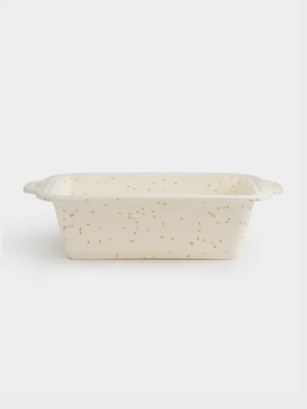 Baking dish, 28x14 cm, silicone / steel, rectangular, milk, speckled, Bakery speckled, image-0