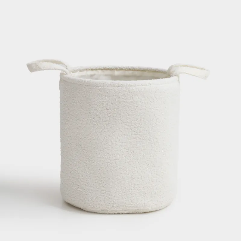 Laundry storage bag, 36x38 cm, with handles, Boucle, round, milky, Boucle