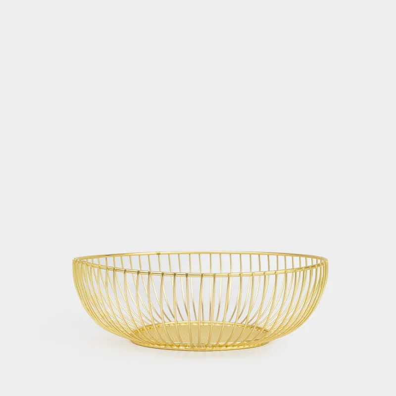 Fruit basket, 25 cm, metal, golden, Twist gold