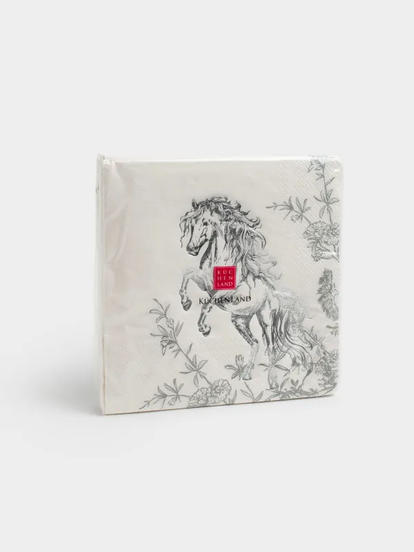 Paper napkins, 33x33 cm, 20 pcs, square, white, Horse, Kairon horse, image-4