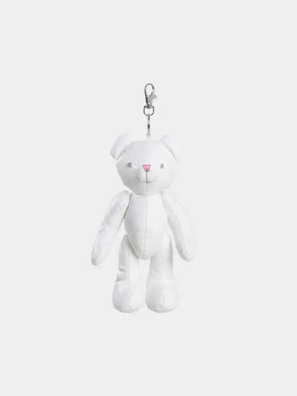 Keychain, 21 cm, soft, with movable paws, PU leather / Metal, White, Bear, Bear, image-0