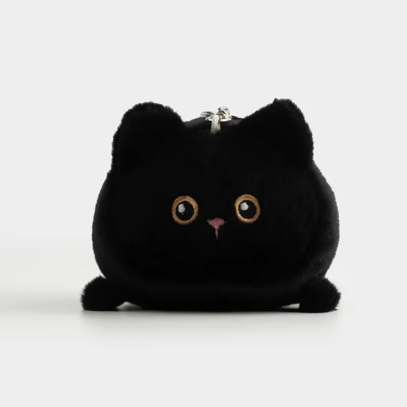 Keychain, 10 cm, Soft, Wind-up, polyester / Metal, Black, Cat, Cat night, image-5