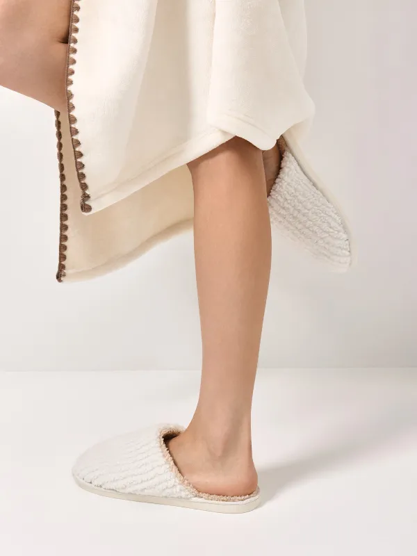 Women's slippers, homewear, size 36-37, polyester, beige, Plush font, image-6