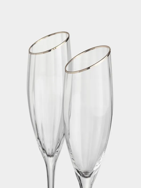 Drinking glass, 180 ml, 2 pcs, glass, with golden edging, Charm R gold, image-2