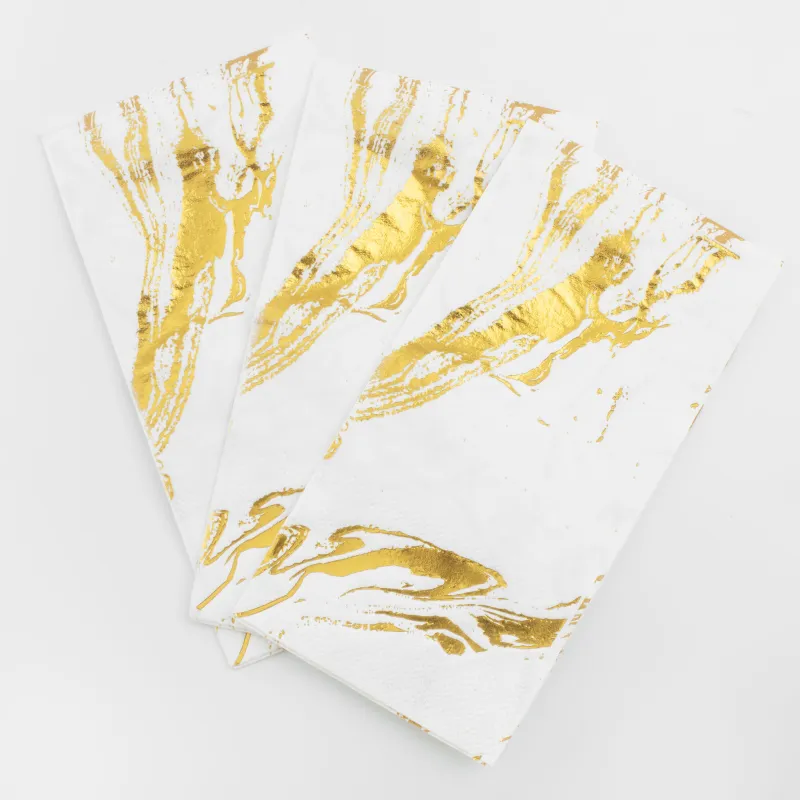 Paper napkins, 33x33 cm, 20 pcs, rectangular, white, Golden marble, Maniera, image-3