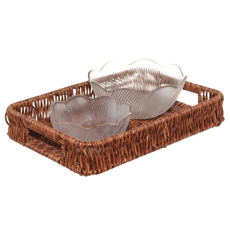 Tray, 30x20 cm, rattan, rectangular, brown, Blendy, image-4
