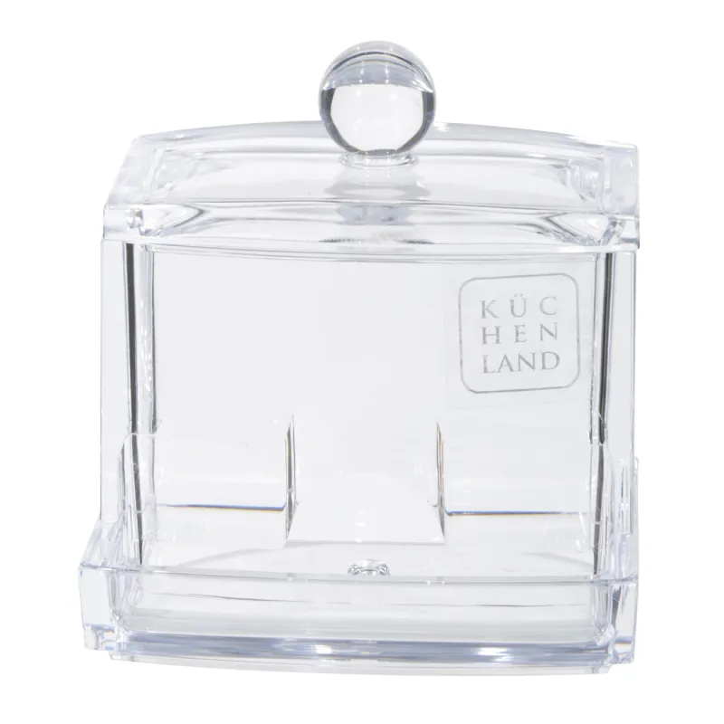 Cotton swab container, 9x10 cm, with lid, plastic, Basic, image-1