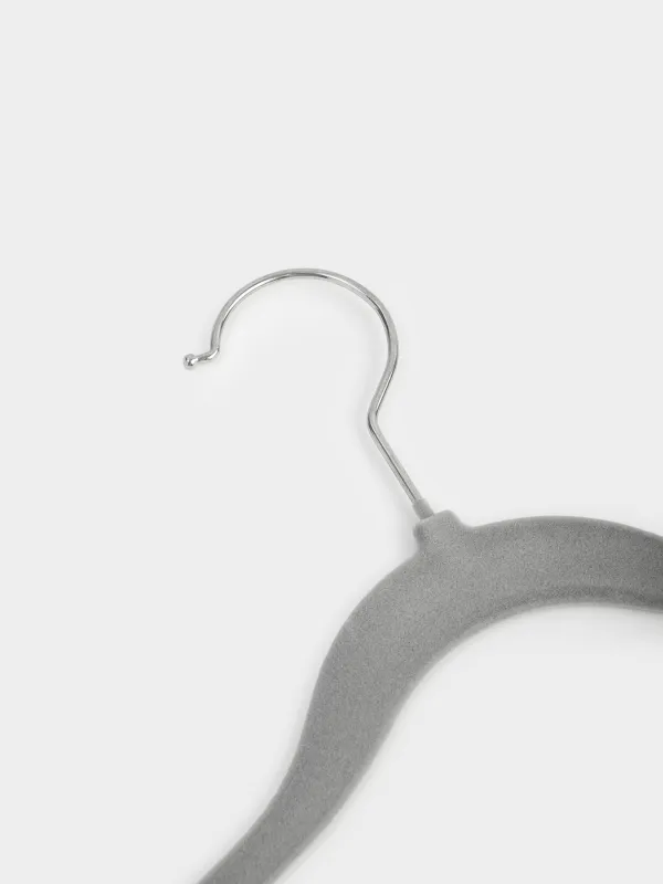 Hanger, 30 cm, 3 pcs, children's, flock, gray, Household, image-5