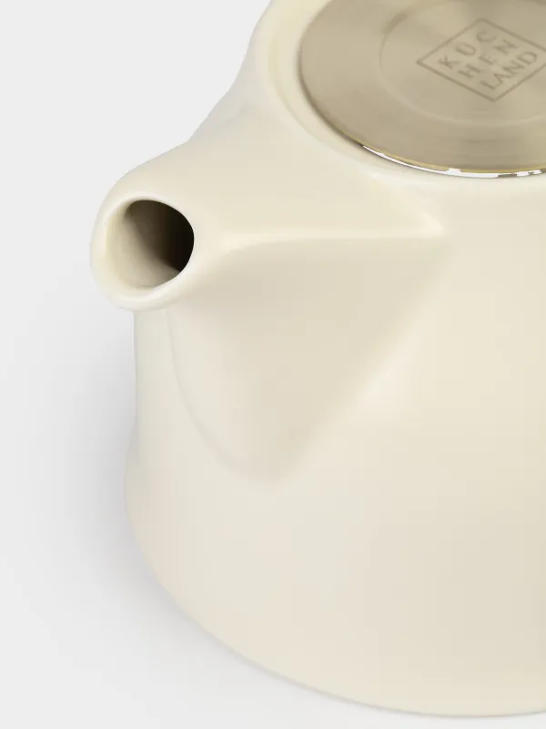 Teapot, 1 l, ceramic / steel, milky-golden, Kettle ceramo, image-1