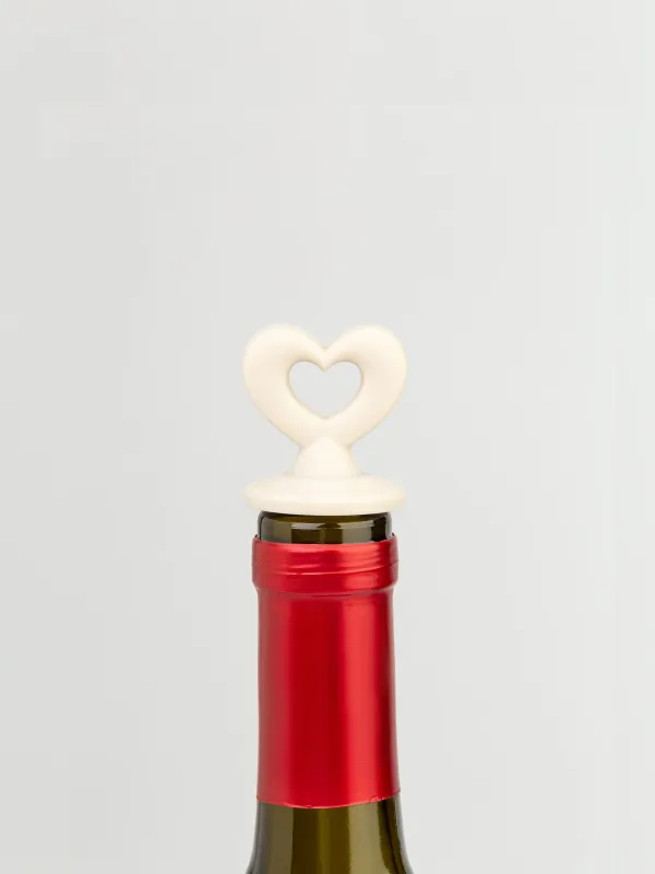 Wine bottle stopper, 5 cm, silicone, Beige, Heart, Soft kitchen, image-4