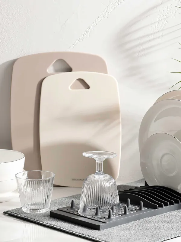 Cutting board, 30/35 cm, 2 pcs, plastic, milk/gray-brown, Soft kitchen, image-9