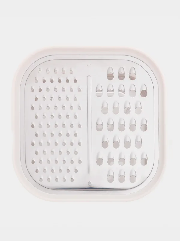 Grater, 14x14 cm, with container, steel/plastic, dairy, Soft kitchen, image-0