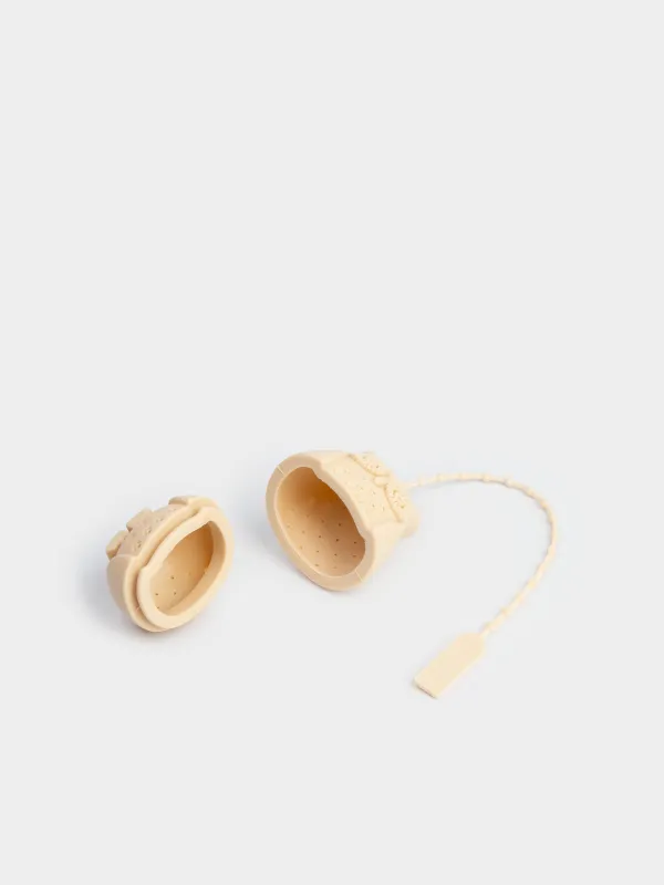 Tea strainer, 19 cm, Silicone, Beige, Owl, Owl, image-3