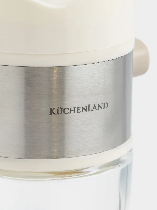 Salt or pepper container, 12 cm, with button, glass / plastic, milky, Milk kitchen, image-1