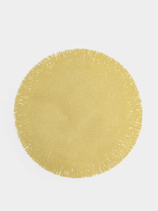 Placemat, 38 cm, fringed, PVC, round, golden, Azhur, image-4