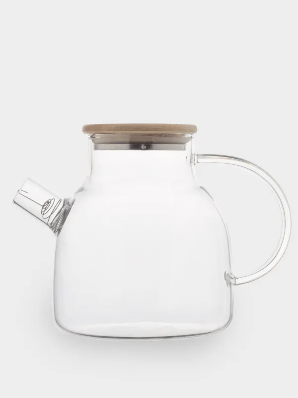 Teapot, 1.2 l, with filter, glass B / wood, Poise, image-1