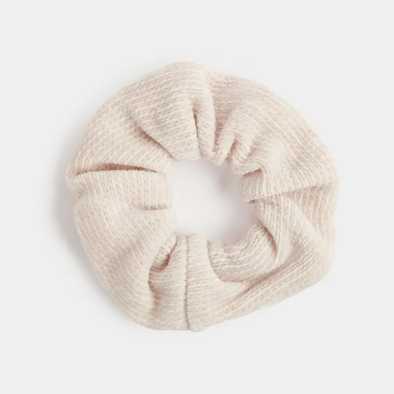 Elastic band for hair, 4 cm, corduroy, beige, Hair velvet