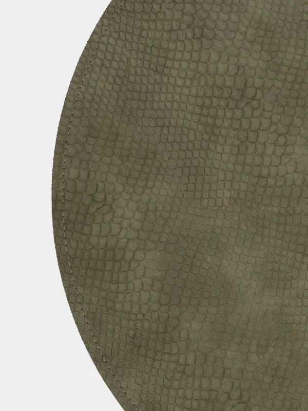 Placemat, 38 cm, double-sided, PVC, round, green/brown, Snake scales, Rock, image-3