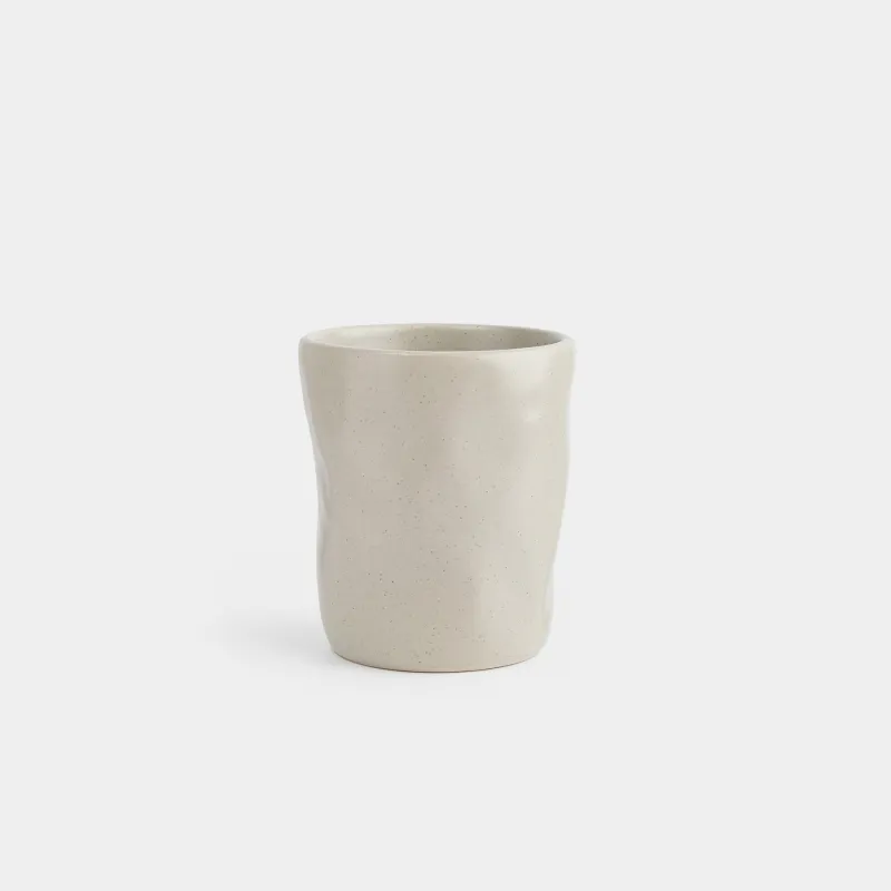 Glass, 10 cm, 300 ml, ceramic, beige, Crumpled effect, Crumple creme