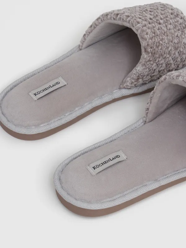 Women's slippers, homewear, size 36-37, chenille/velvet, sand, Chenille, image-4