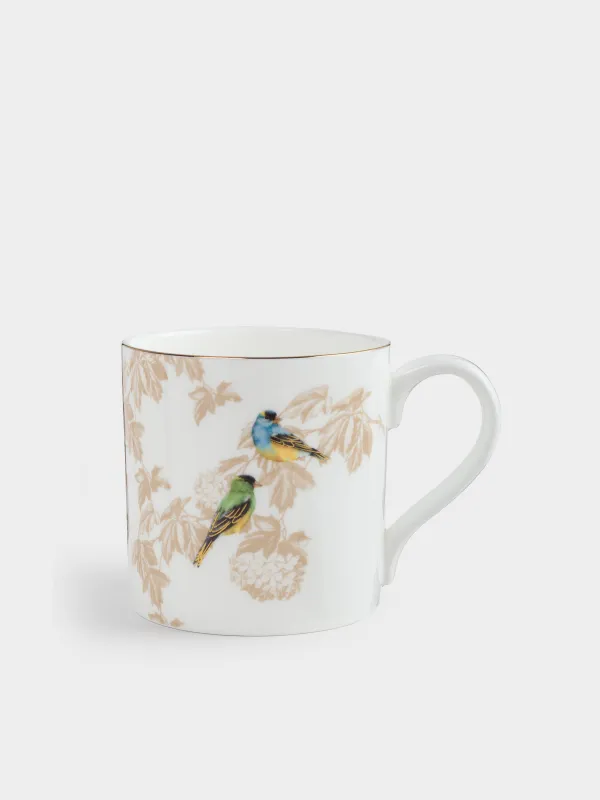 Mug, 380 ml, 2 pcs, porcelain F, with golden edging, Rainbow bee-eaters and goldfinches, Paradise bird, image-1