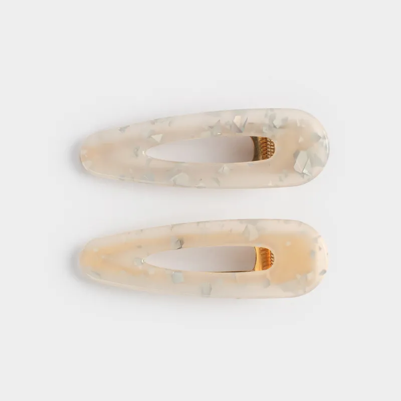 Hair clip, 7 cm, 2 pcs, Acrylic / metal, mother of pearl, Glam, Glam