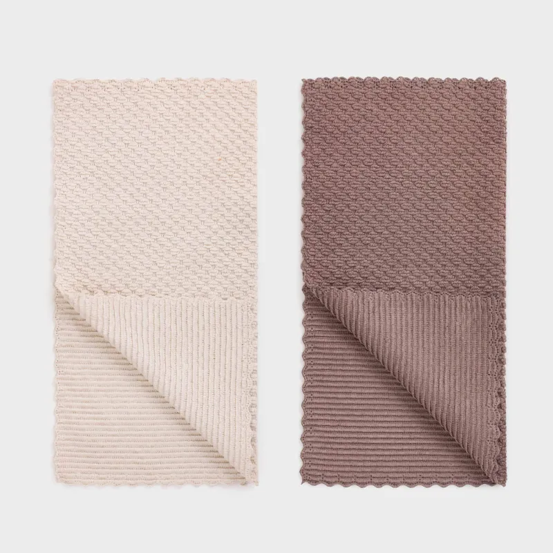 Kitchen cloth, 30x30 cm, 2 pcs, microfiber, brown / cream, Grain, Clean, image-1