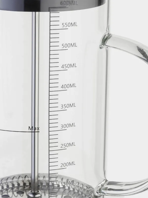 French press, 600 ml, with measuring scale, glass B / steel / plastic, silicone, Comfort, image-2