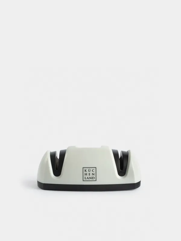 Knife sharpener, 11 cm, with two types of sharpening, grey, Lemsen, image-0