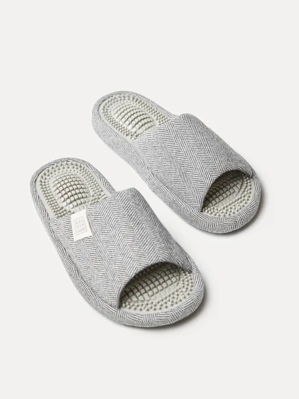 Men's slippers, home, size 40-41, polyester / rubber, gray, Lint, image-2