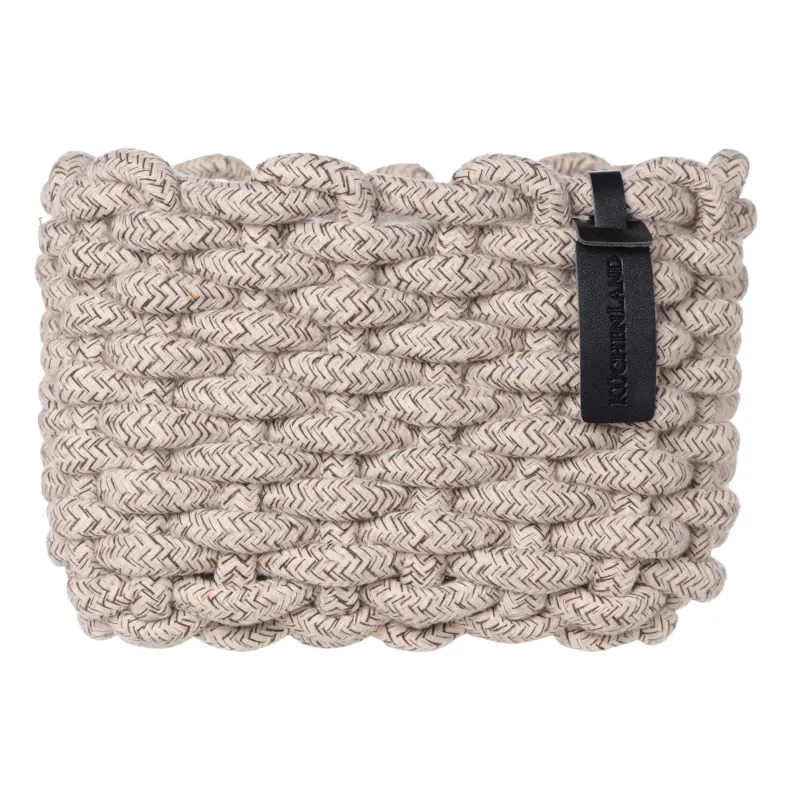 Storage basket, 15x20x13 cm, cotton/polyester, rectangular, beige, Cozy striped, image-2