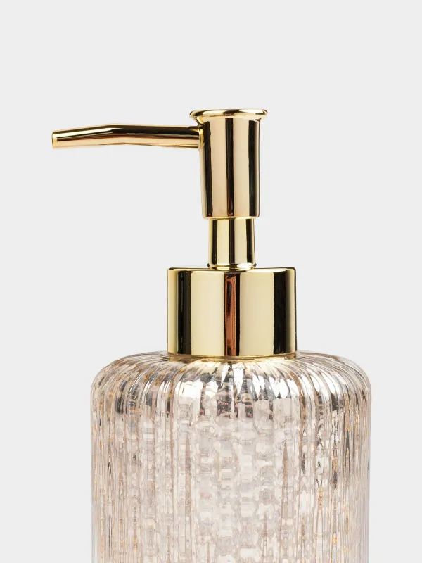 Liquid soap dispenser, 240 ml, glass/plastic, golden, Diana, image-3