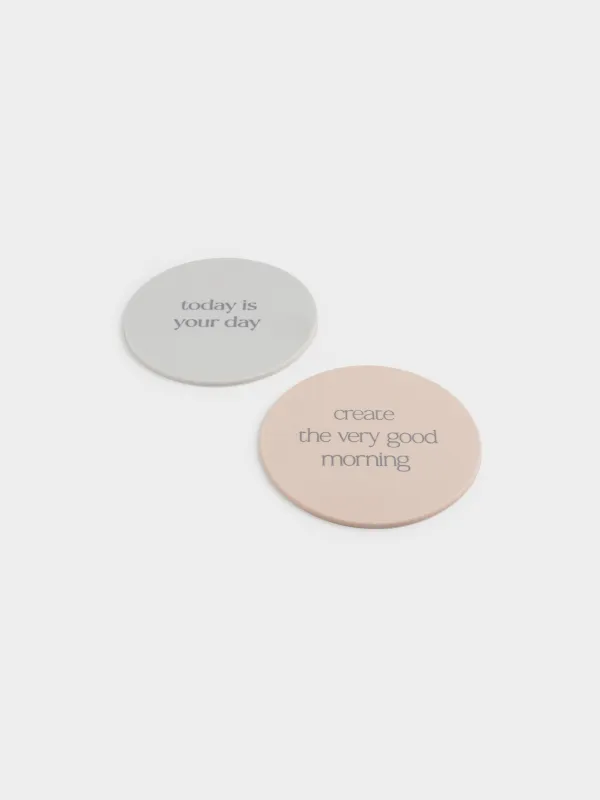 Coaster, 10 cm, 2 pcs, silicone, round, beige, DESIGN, Scroll, image-2