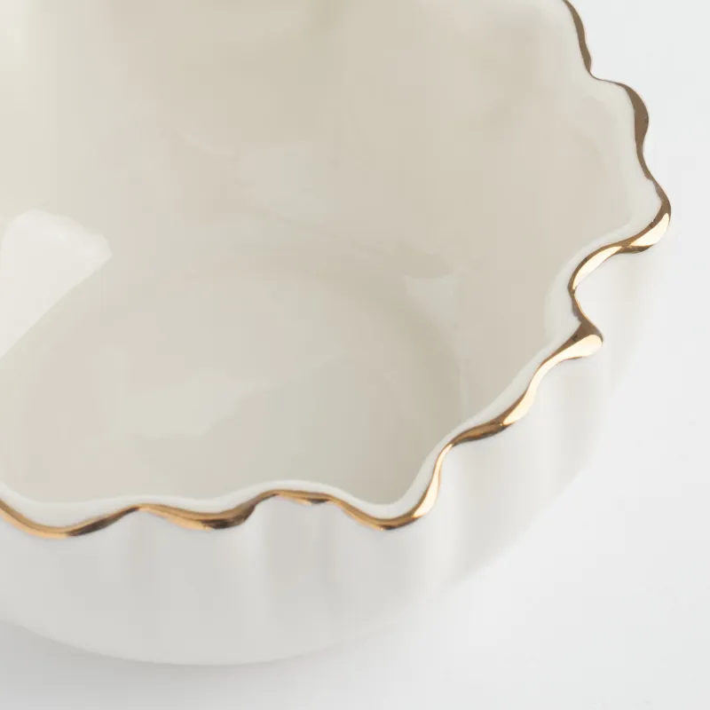 Bowl, 12x5 cm, porcelain P, with golden edging, Crumpled effect, Crumple gold, image-4