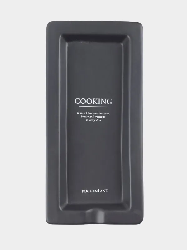 Spoon stand, 24x11, ceramic, rectangular, black, Course, image-0