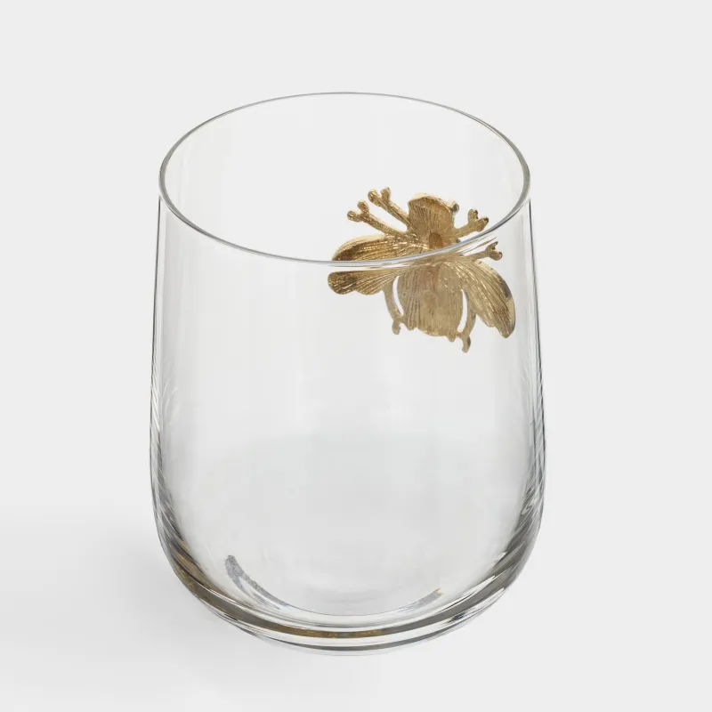 Drinking glass, 10 cm, 450 ml, glass / metal, Bumblebee, Lux elements, image-2