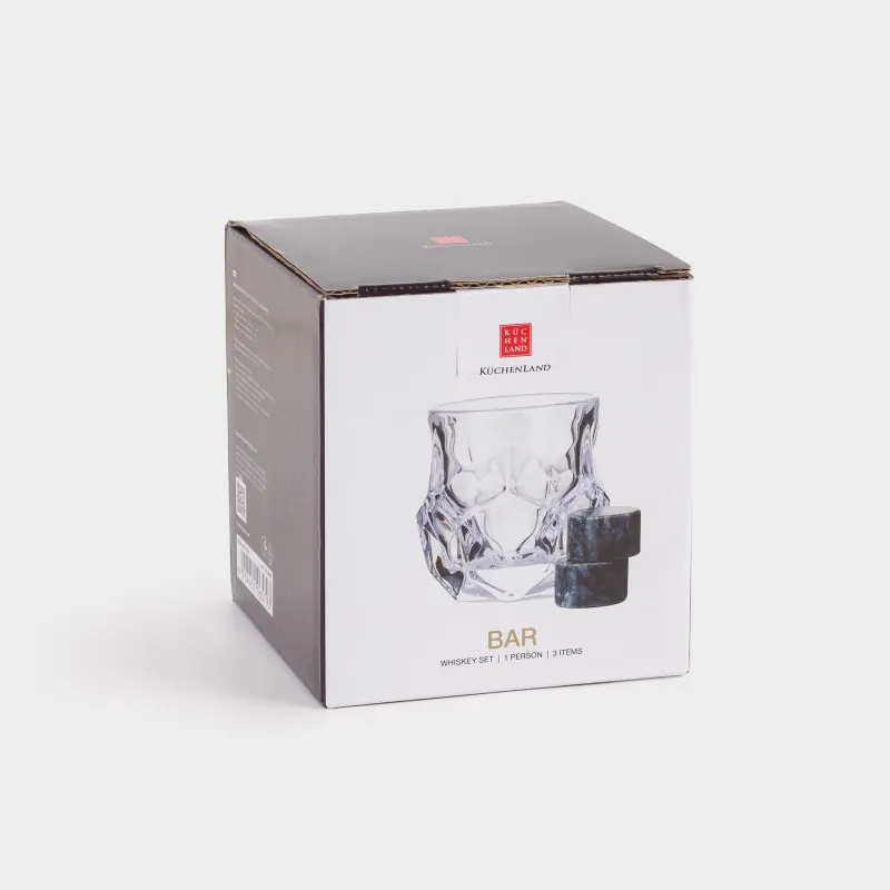 Drink set, 1 person, 3 items, glass / cubes, glass R / granite, Bar, image-4