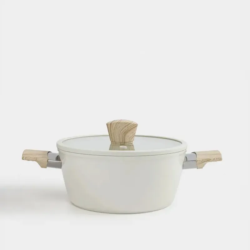 Pot, 20 cm, 2.3 l, with lid, coated, aluminum, milky, Sentimentality