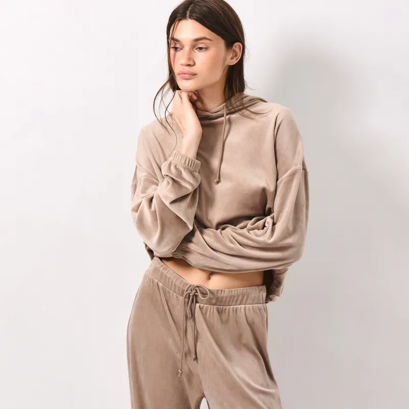 Women's sweatshirt, homewear, size L, velour, sand, Lillian