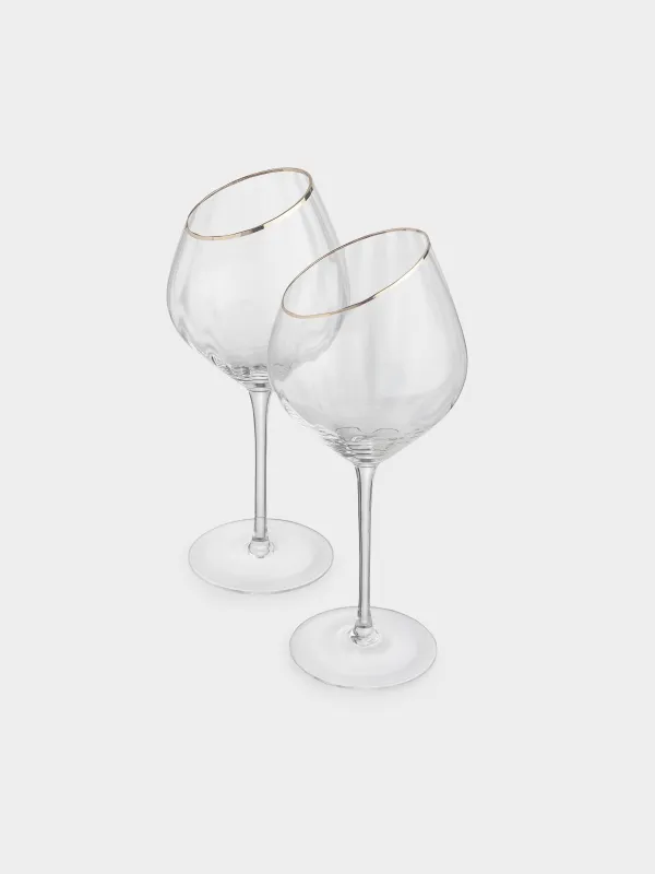Drinking glass, 560 ml, 2 pcs, glass, with golden edging, Charm R gold, image-1