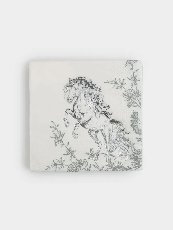Paper napkins, 33x33 cm, 20 pcs, square, white, Horse, Kairon horse, image-0