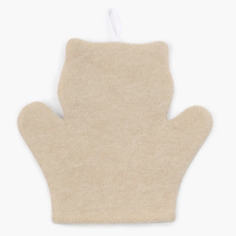 Sponge-mitten for washing the body, 20x20 cm, children's, polyester, beige, Cat, image-1