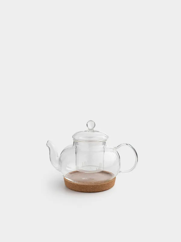 Teapot, 800 ml, on a stand, glass B / cork, Clear cork, image-0