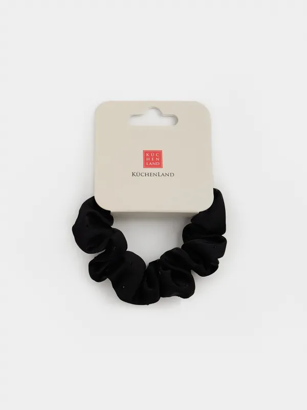 Hair tie, 8 cm, with rhinestones, polyester, black, Silk, image-2