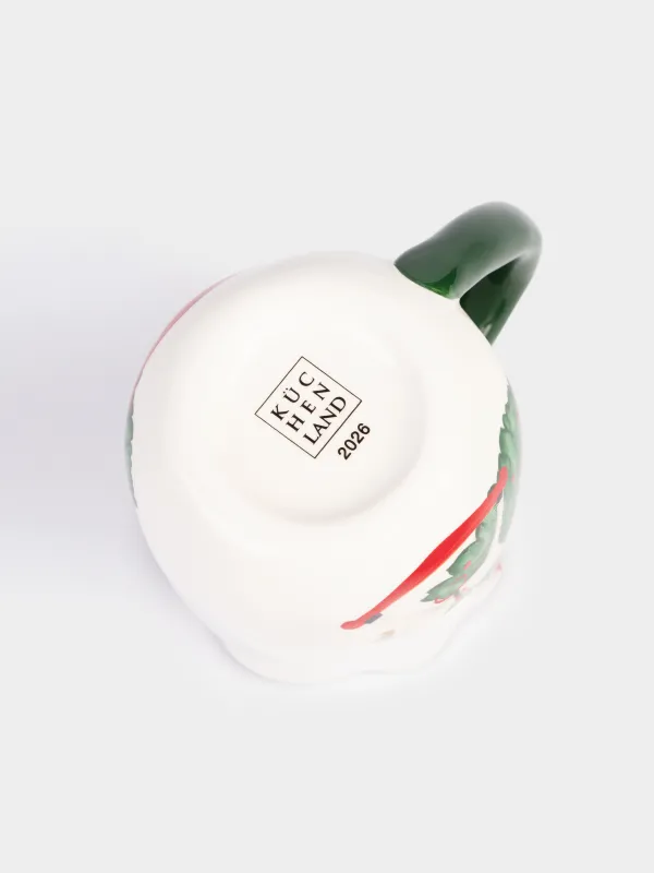 Mug, 360 ml, Ceramic, Horse with Christmas tree, Christmas green, image-4