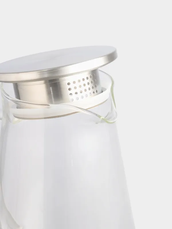 Jug, 1,7 l, with filter cover, glass B / steel, Clear, image-5