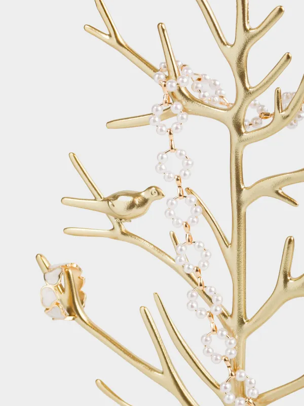 Jewelry holder, 30 cm, metal, gold, Wood with birds, Magic tree, image-6